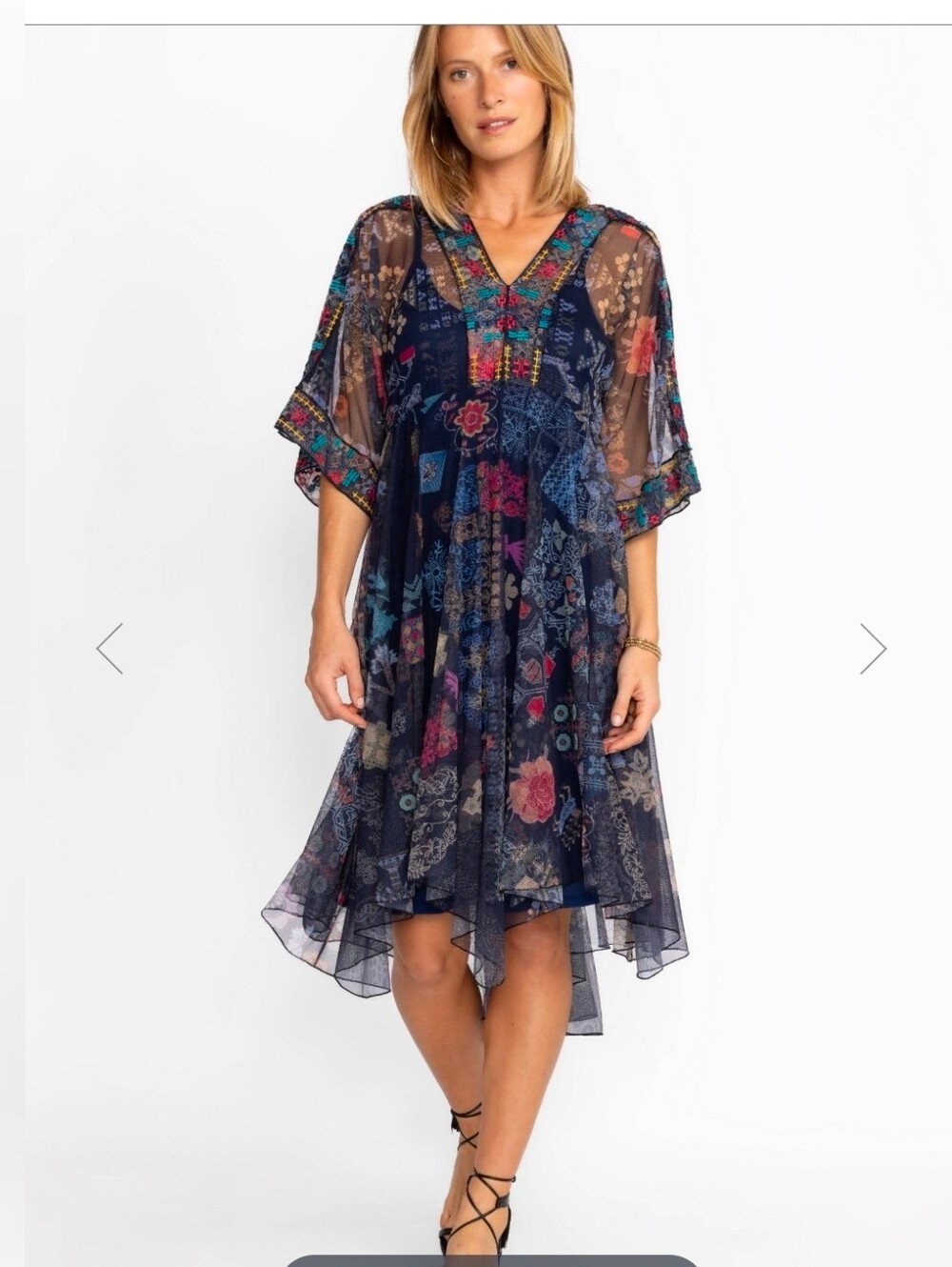 Johnny Was Kaftan Mesh Dress Size M